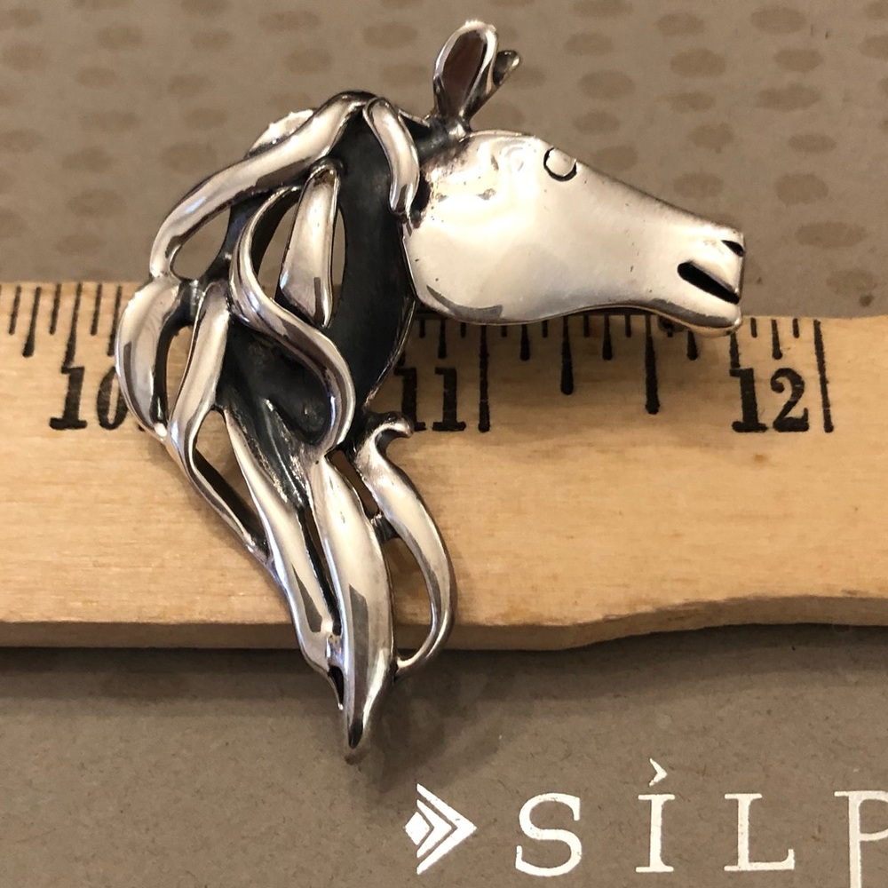 Vintage Silpada Sterling Silver Horse Head Equestrian Pin/Pendant I0653 - Picture 9 of 11